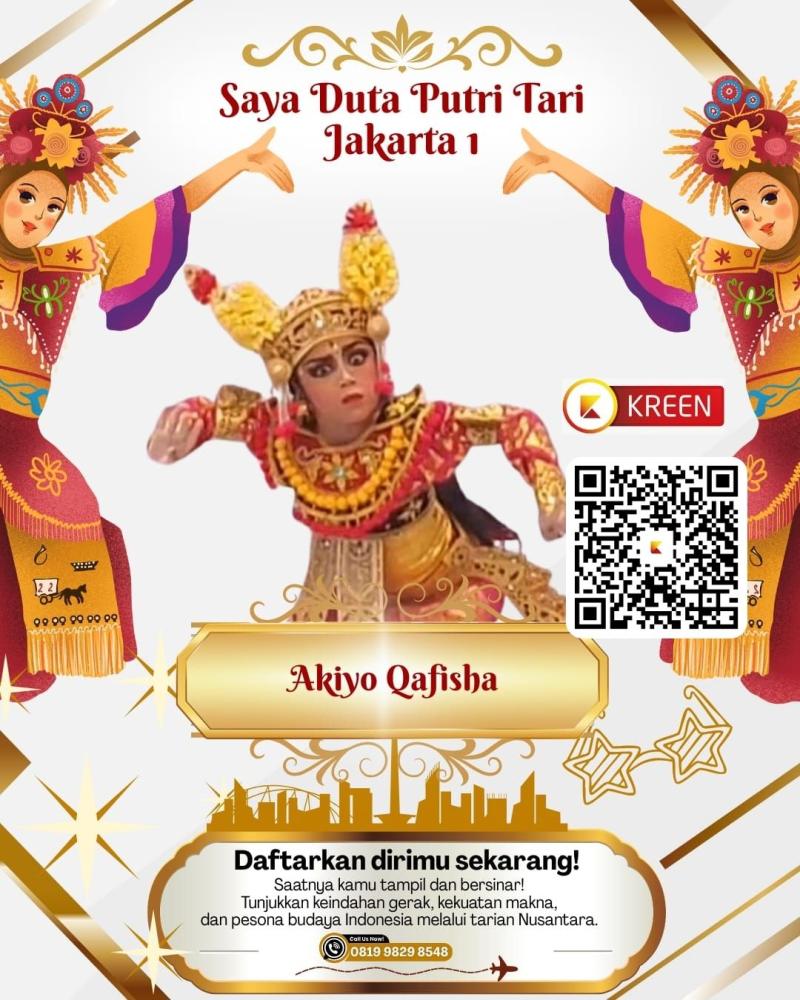 Dari Panggung Budaya ke Favorit Publik, Akiyo Qafisha: Juara Favorit Ratu Tari Nusantara Jakarta 2026 Raih Suara Tertinggi melalui Platform Voting Kreen Indonesia
