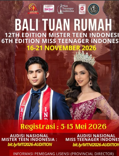 Mister Teen Indonesia 2026 Buka Audisi, Grand Final Kembali Digelar di Bali