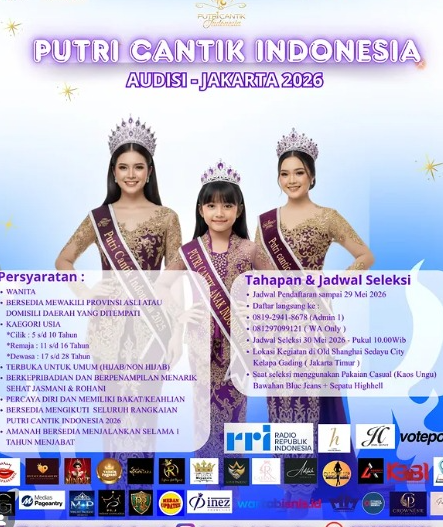 Putri Cantik Indonesia 2026 Resmi Buka Audisi di Jakarta, Kesempatan untuk Generasi Muda Tampil di Panggung Nasional