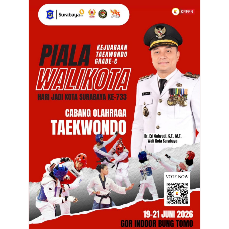 Kejuaraan Taekwondo Piala Wali Kota Surabaya 2026 Makin Semarak, Kreen Indonesia Hadirkan Voting Digital untuk Dukung Klub Favorit