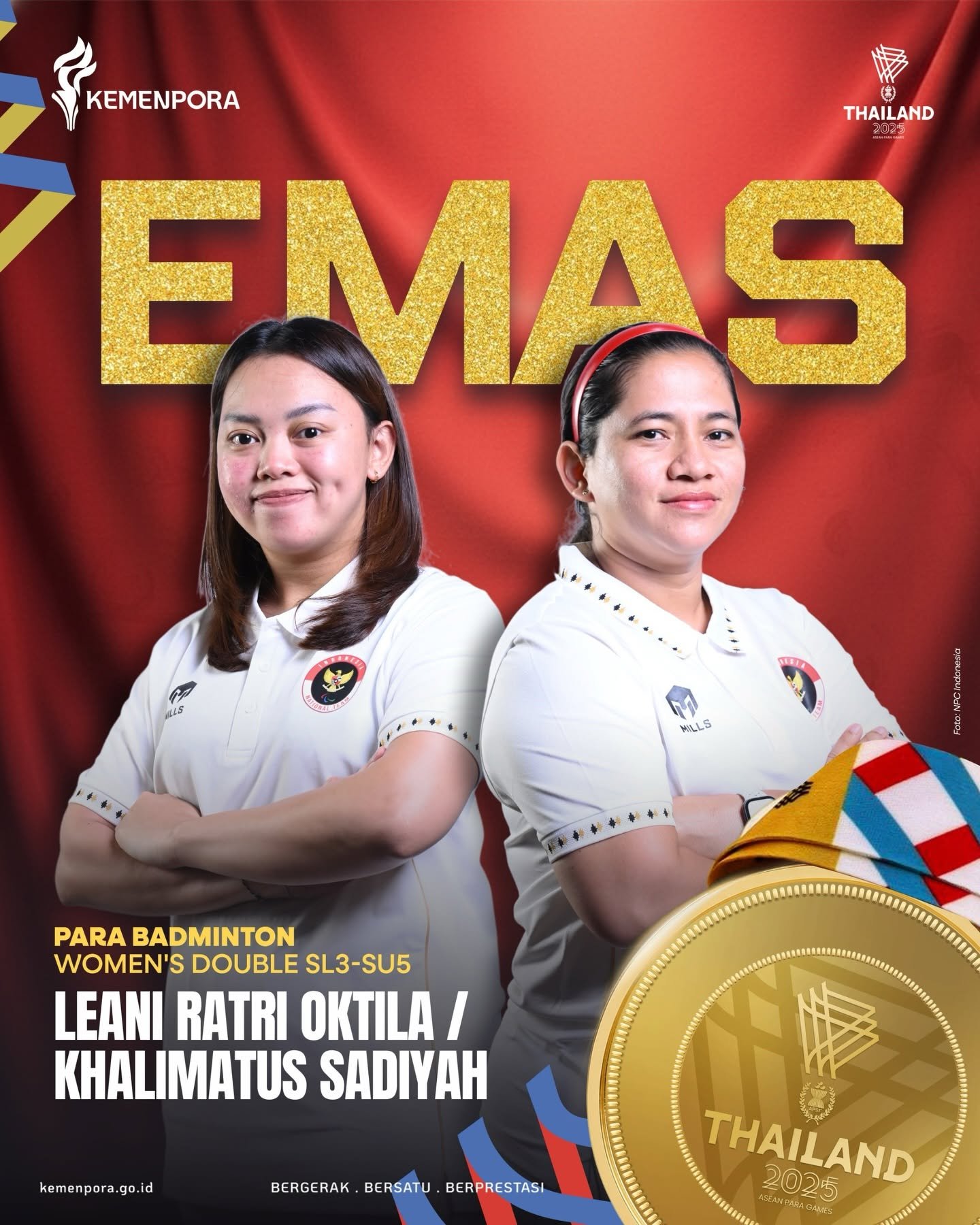 Kompak Tanpa Celah! Leani Ratri dan Khalimatus Sadiyah Kunci Emas Ganda Putri ASEAN Para Games 2025