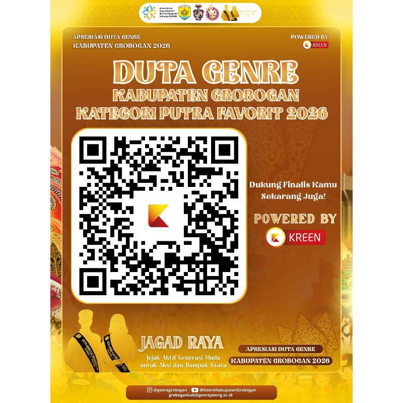 Duta Genre Grobogan 2026 Dorong Generasi Muda Berkarakter dan Inspiratif, Kreen Indonesia Hadirkan Voting Favorit Digital